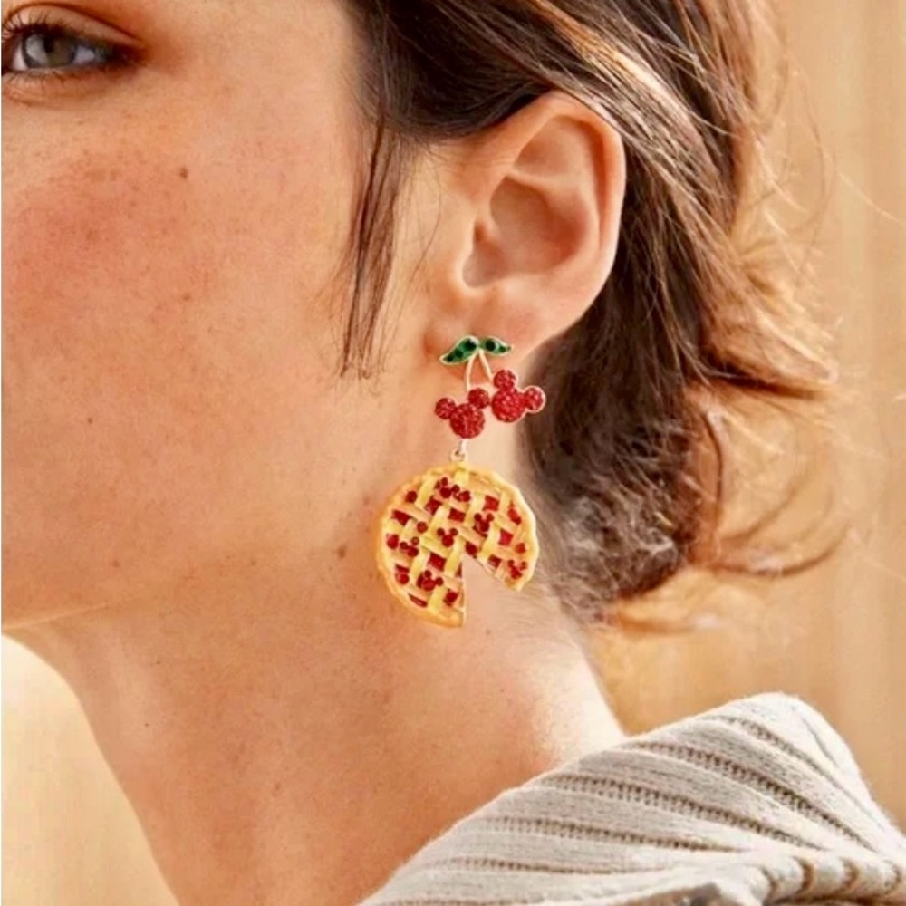 Disney Baublebar Red Mickey Cherry Pie Yellow Pizza Earrings